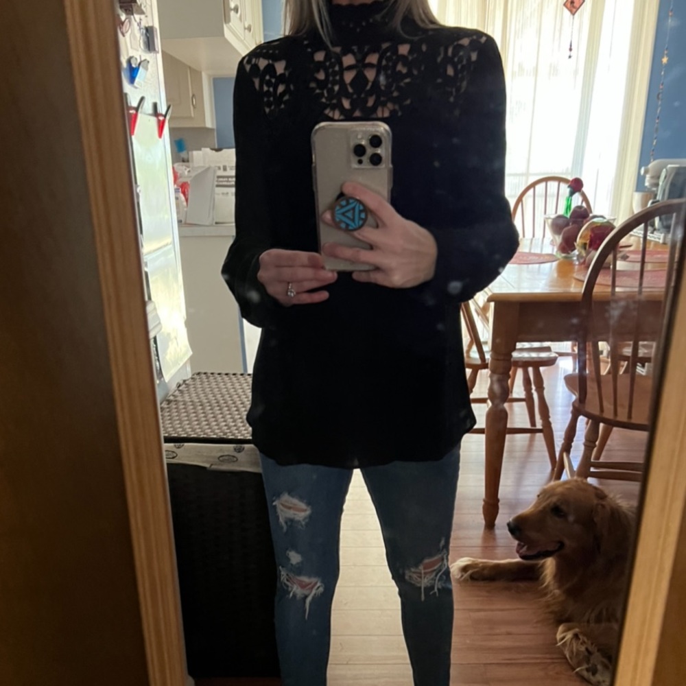 Who What Wear black long sleeve blouse